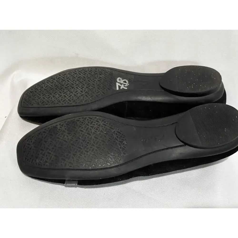 Clarks Artisan Black Ballet Flat Women Suede Leather shoes sz 9 Career‎ capsule